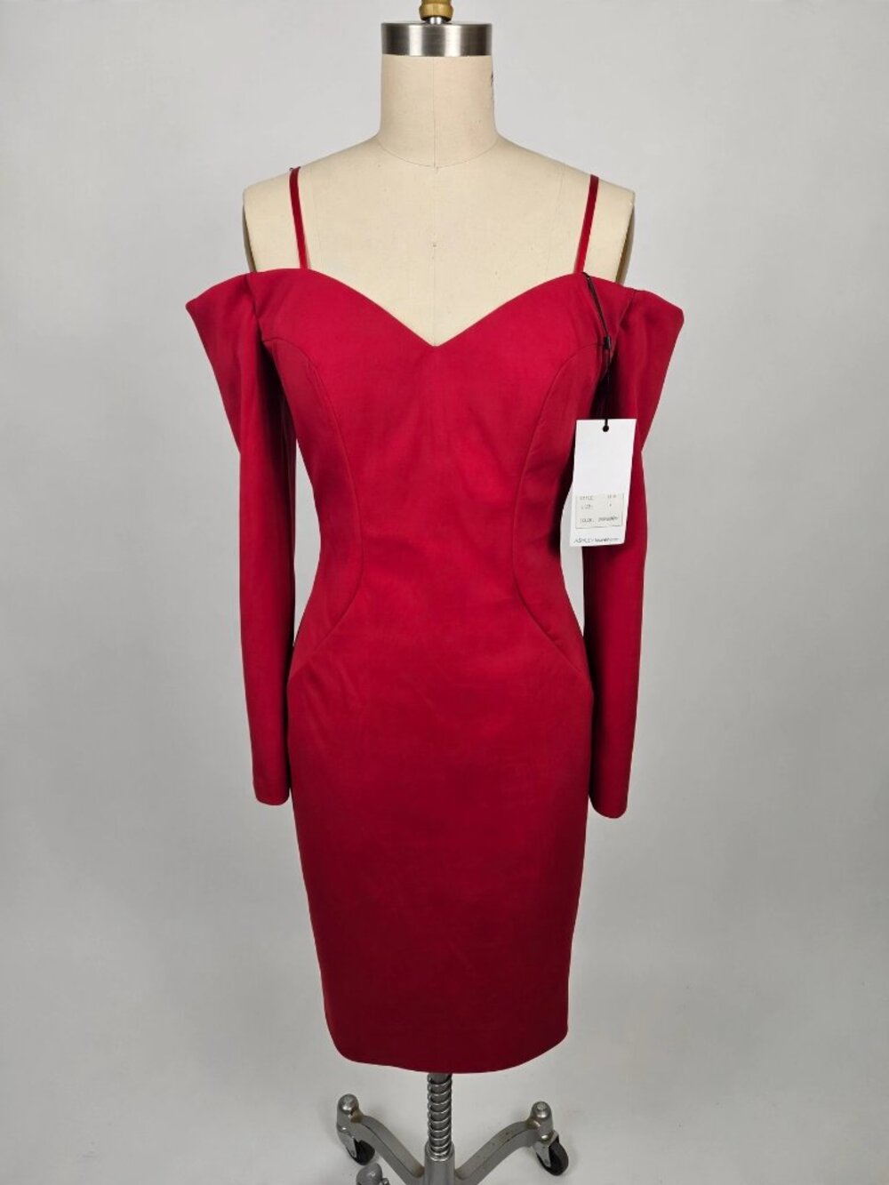Ashley Lauren 4514 Burgundy Long Sleeve Sweetheart Cocktail Dress NWT